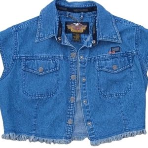 ❌️SOLD❌️mcHarley Davidson Denim Vest